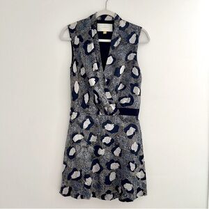 Anthropologie- Leifsdottir dark gray/cream patterned cocktail dress Size 4